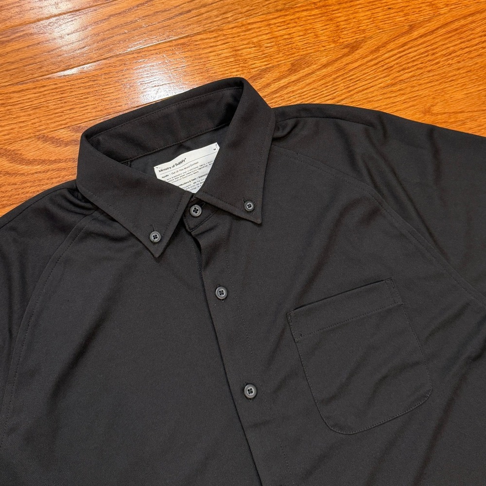 Ministry of Supply Apollo Button-Down Dress Shirt Mens Medium Slim Black Stretch